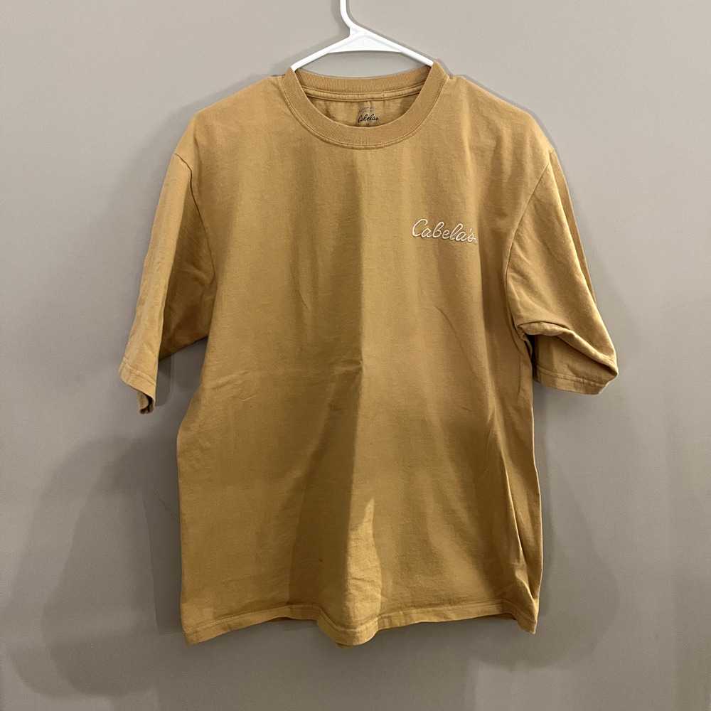 Cabellas T-shirt Yellow Medium Mens Short Sleeve Good M